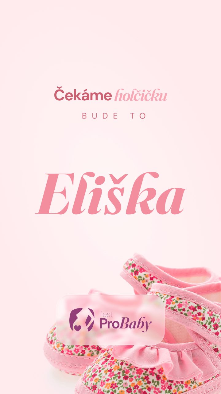 Ukázka oznámení: Čekáme holčičku, bude to Eliška